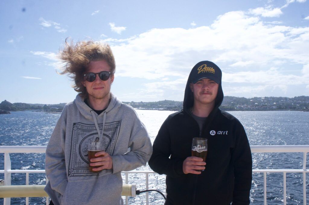 Lewis and Ross on the ferry.